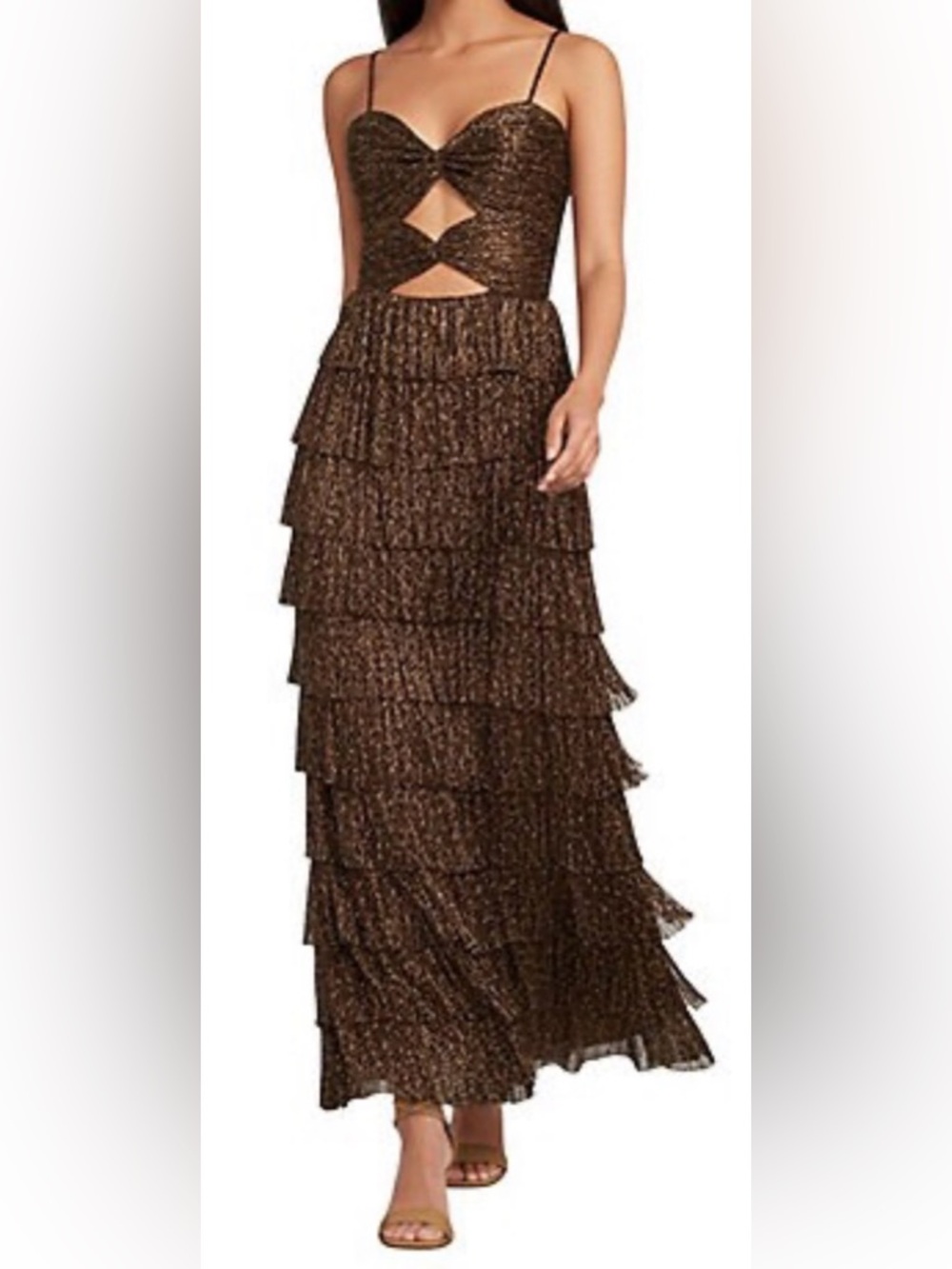 Gianni Bini Sparkly Metallic Tiered Dress in Copper - Picture 4 of 5